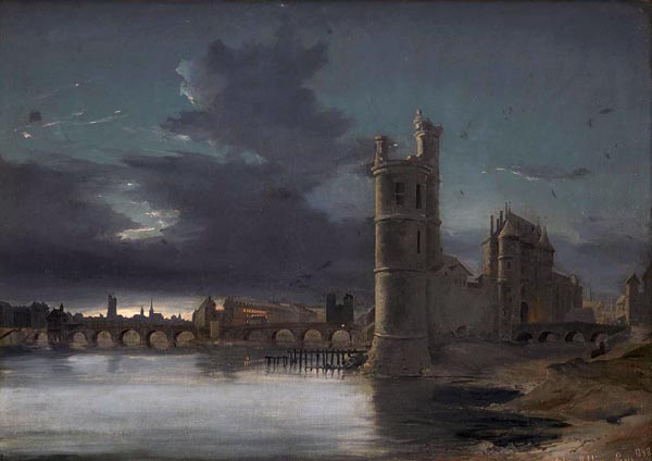 Paris with Tour St. Jacques and Notre Dame at evening - Anton Melbye (1818–1875)