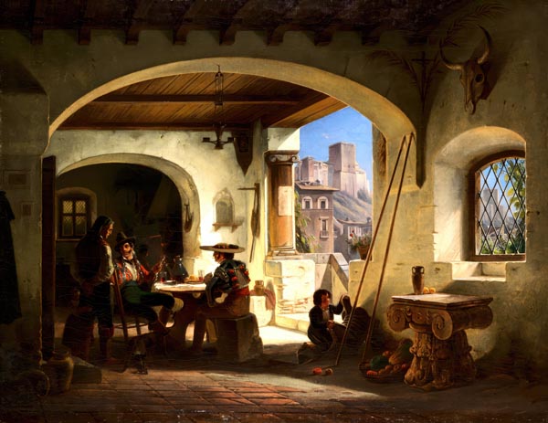 Picadores in a Spanish Tavern at the Foot of the Alhambra (1842) - Wilhelm Gail (German, 1804–1890)