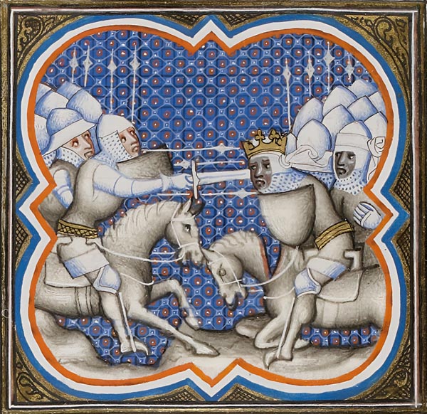 Death of Roland from the Grandes Chroniques de France, Paris, BNF, Fr. 2813, fol. 122v