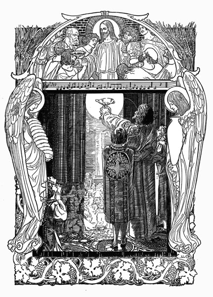 The Communion of the Holy Grail - illustration by Franz Stassen