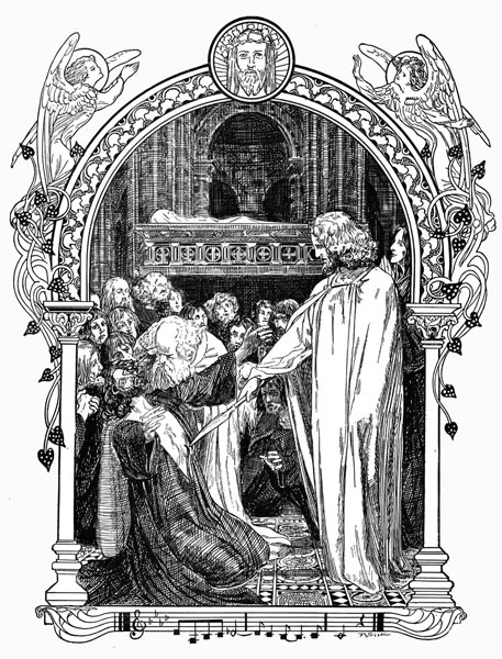 Parsifal healing King Amfortas - illustration by Franz Stassen