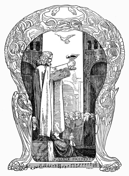 Parsifal healing King Amfortas - illustration by Franz Stassen