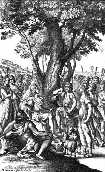 It chanced that Daphnis was sitting under a rustling oak